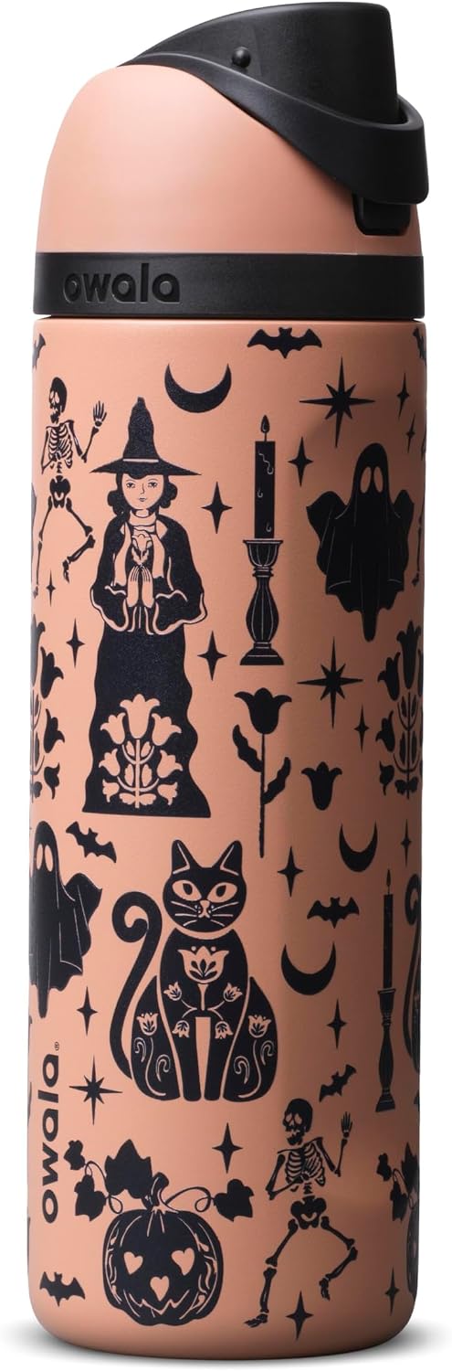 Owala FreeSip 24-ounce stainless steel water bottle in Fright & Delight
